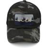 imageCC Exclusives Washed Distressed Embroidered Patch Cotton Denim CrissCross Ponytail Hat Adjustable Baseball CapWild  Black Camo