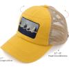 imageCC Exclusives Washed Distressed Embroidered Patch Cotton Denim CrissCross Ponytail Hat Adjustable Baseball CapWild  Mustard
