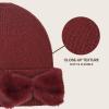 imageCC Faux Fur Bow Winter Beanie for WomenBurgundy