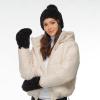 imageCC Faux Fur Pom Beanie for Women  Stretchable Soft Warm Knit Winter Skully Hat with Faux Fur PomBlack
