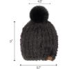 imageCC Faux Fur Pom Beanie for Women  Stretchable Soft Warm Knit Winter Skully Hat with Faux Fur PomBlack