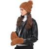 imageCC Faux Fur Pom Beanie for Women  Stretchable Soft Warm Knit Winter Skully Hat with Faux Fur PomChbrown