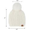 imageCC Faux Fur Pom Beanie for Women  Stretchable Soft Warm Knit Winter Skully Hat with Faux Fur PomIvory