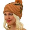 imageCC Fur Pom Winter Fall Trendy Chunky Stretchy Cable Knit Beanie HatAztec Desert Sand
