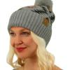 imageCC Fur Pom Winter Fall Trendy Chunky Stretchy Cable Knit Beanie HatAztec Lt Gray