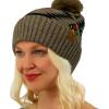 imageCC Fur Pom Winter Fall Trendy Chunky Stretchy Cable Knit Beanie HatAztec Taupe