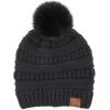 imageCC Fur Pom Winter Fall Trendy Chunky Stretchy Cable Knit Beanie HatSnuggly Soft Black
