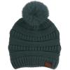 imageCC Fur Pom Winter Fall Trendy Chunky Stretchy Cable Knit Beanie HatSnuggly Soft Teal Green