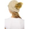 imageCC Hat43 Thick Warm Cap Hat Skully Faux Fur Pom Pom Cable Knit Beanie 2 PackBeige