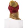 imageCC Hat43 Thick Warm Cap Hat Skully Faux Fur Pom Pom Cable Knit Beanie 2 PackBurgundy