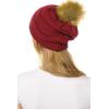 imageCC Hat43 Thick Warm Cap Hat Skully Faux Fur Pom Pom Cable Knit Beanie 2 PackBurgundy