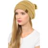 imageCC Hat43 Thick Warm Cap Hat Skully Faux Fur Pom Pom Cable Knit Beanie 2 PackCamel