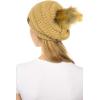 imageCC Hat43 Thick Warm Cap Hat Skully Faux Fur Pom Pom Cable Knit Beanie 2 PackCamel