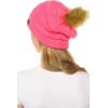 imageCC Hat43 Thick Warm Cap Hat Skully Faux Fur Pom Pom Cable Knit Beanie 2 PackCandy Pink