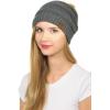 imageCC Hat43 Thick Warm Cap Hat Skully Faux Fur Pom Pom Cable Knit Beanie 2 PackDark Melange