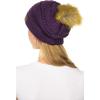 imageCC Hat43 Thick Warm Cap Hat Skully Faux Fur Pom Pom Cable Knit Beanie 2 PackDark Purple