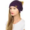 imageCC Hat43 Thick Warm Cap Hat Skully Faux Fur Pom Pom Cable Knit Beanie 2 PackDark Purple