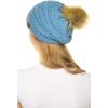 imageCC Hat43 Thick Warm Cap Hat Skully Faux Fur Pom Pom Cable Knit Beanie 2 PackDenim