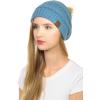 imageCC Hat43 Thick Warm Cap Hat Skully Faux Fur Pom Pom Cable Knit Beanie 2 PackDenim