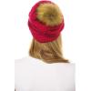 imageCC Hat43 Thick Warm Cap Hat Skully Faux Fur Pom Pom Cable Knit Beanie 2 PackHot Pink