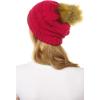 imageCC Hat43 Thick Warm Cap Hat Skully Faux Fur Pom Pom Cable Knit Beanie 2 PackHot Pink