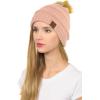 imageCC Hat43 Thick Warm Cap Hat Skully Faux Fur Pom Pom Cable Knit Beanie 2 PackIndi Pink