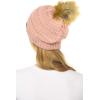 imageCC Hat43 Thick Warm Cap Hat Skully Faux Fur Pom Pom Cable Knit Beanie 2 PackIndi Pink