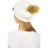 imageCC Hat43 Thick Warm Cap Hat Skully Faux Fur Pom Pom Cable Knit Beanie 2 PackIvory