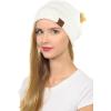 imageCC Hat43 Thick Warm Cap Hat Skully Faux Fur Pom Pom Cable Knit Beanie 2 PackIvory