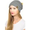 imageCC Hat43 Thick Warm Cap Hat Skully Faux Fur Pom Pom Cable Knit Beanie 2 PackLight Melange