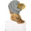 imageCC Hat43 Thick Warm Cap Hat Skully Faux Fur Pom Pom Cable Knit Beanie 2 PackLight Melange