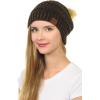 imageCC Hat43 Thick Warm Cap Hat Skully Faux Fur Pom Pom Cable Knit Beanie 2 PackMetallic Brown