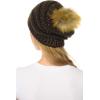 imageCC Hat43 Thick Warm Cap Hat Skully Faux Fur Pom Pom Cable Knit Beanie 2 PackMetallic Brown