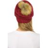imageCC Hat43 Thick Warm Cap Hat Skully Faux Fur Pom Pom Cable Knit Beanie 2 PackMetallic Burgundy