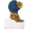 imageCC Hat43 Thick Warm Cap Hat Skully Faux Fur Pom Pom Cable Knit Beanie 2 PackMetallic Dark Denim