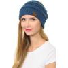 imageCC Hat43 Thick Warm Cap Hat Skully Faux Fur Pom Pom Cable Knit Beanie 2 PackMetallic Dark Denim
