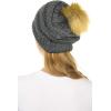 imageCC Hat43 Thick Warm Cap Hat Skully Faux Fur Pom Pom Cable Knit Beanie 2 PackMetallic Dark Melange