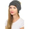 imageCC Hat43 Thick Warm Cap Hat Skully Faux Fur Pom Pom Cable Knit Beanie 2 PackMetallic Dark Melange