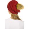 imageCC Hat43 Thick Warm Cap Hat Skully Faux Fur Pom Pom Cable Knit Beanie 2 PackMetallic Red