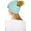 imageCC Hat43 Thick Warm Cap Hat Skully Faux Fur Pom Pom Cable Knit Beanie 2 PackMint