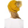 imageCC Hat43 Thick Warm Cap Hat Skully Faux Fur Pom Pom Cable Knit Beanie 2 PackMustard