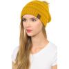imageCC Hat43 Thick Warm Cap Hat Skully Faux Fur Pom Pom Cable Knit Beanie 2 PackMustard