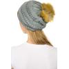 imageCC Hat43 Thick Warm Cap Hat Skully Faux Fur Pom Pom Cable Knit Beanie 2 PackNatural Grey