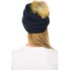 imageCC Hat43 Thick Warm Cap Hat Skully Faux Fur Pom Pom Cable Knit Beanie 2 PackNavy