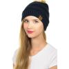 imageCC Hat43 Thick Warm Cap Hat Skully Faux Fur Pom Pom Cable Knit Beanie 2 PackNavy