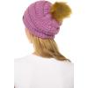 imageCC Hat43 Thick Warm Cap Hat Skully Faux Fur Pom Pom Cable Knit Beanie 2 PackNew Lavender