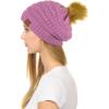imageCC Hat43 Thick Warm Cap Hat Skully Faux Fur Pom Pom Cable Knit Beanie 2 PackNew Lavender