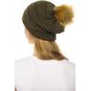 imageCC Hat43 Thick Warm Cap Hat Skully Faux Fur Pom Pom Cable Knit Beanie 2 PackNew Olive