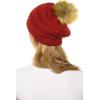imageCC Hat43 Thick Warm Cap Hat Skully Faux Fur Pom Pom Cable Knit Beanie 2 PackRed