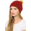 imageCC Hat43 Thick Warm Cap Hat Skully Faux Fur Pom Pom Cable Knit Beanie 2 PackRed